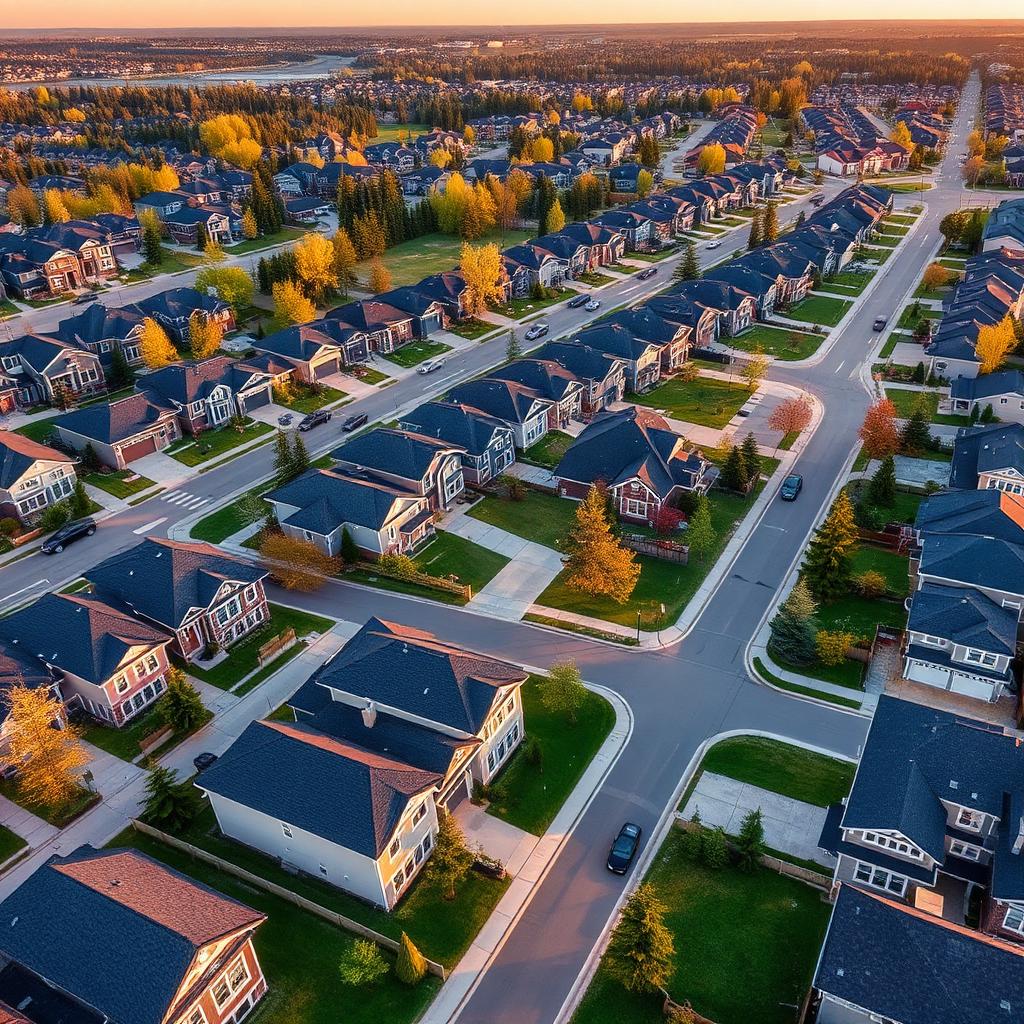 Aerial view of Ontario residential neighbourhood